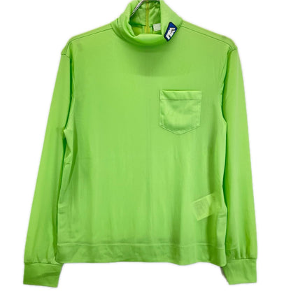 Prada Ujl 051 Green Rubber Patch Sheath Loose Jersey Turtleneck Top