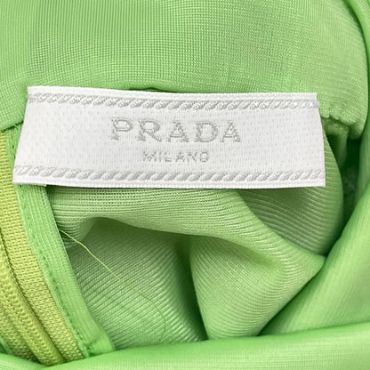 Prada Ujl 051 Green Rubber Patch Sheath Loose Jersey Turtleneck Top — view 3