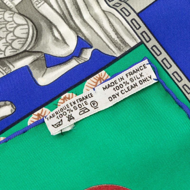 Hermes Carre 90 Torana Tower Scarf Green Multicolor Silk — view 7