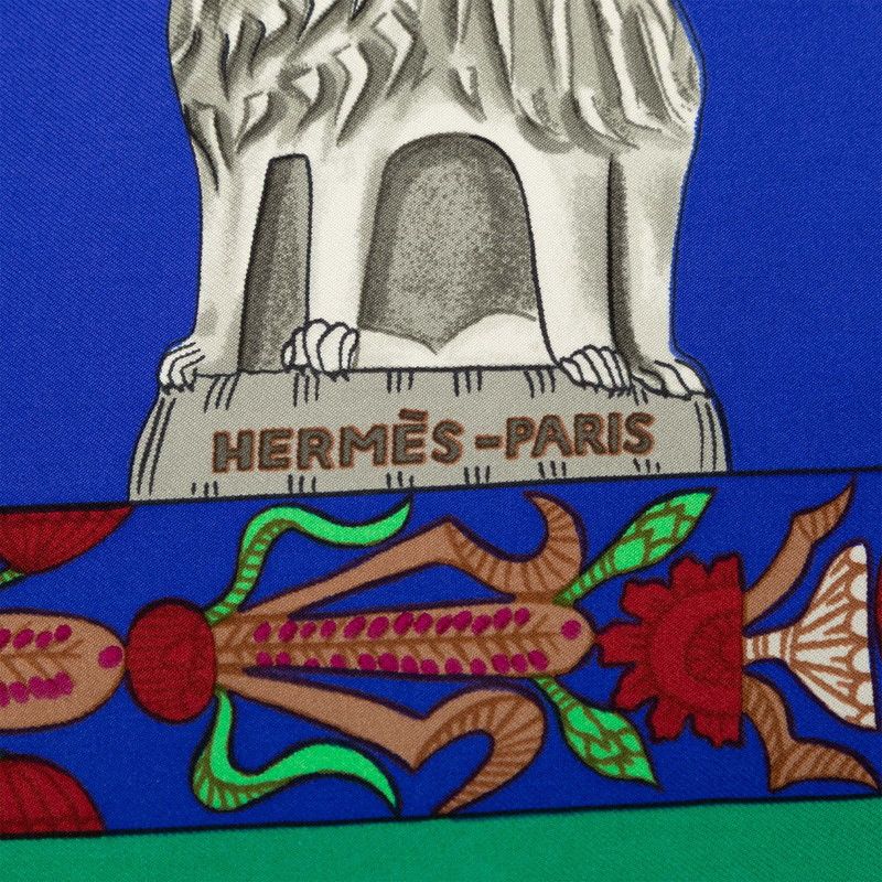 Hermes Carre 90 Torana Tower Scarf Green Multicolor Silk — view 5