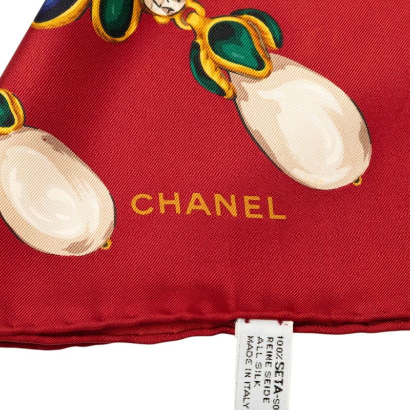 Chanel Scarf Red Multicolor Silk — view 6