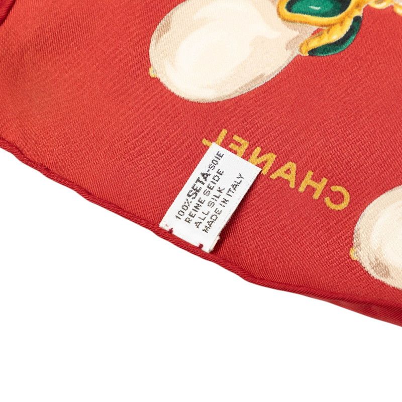 Chanel Scarf Red Multicolor Silk — view 7