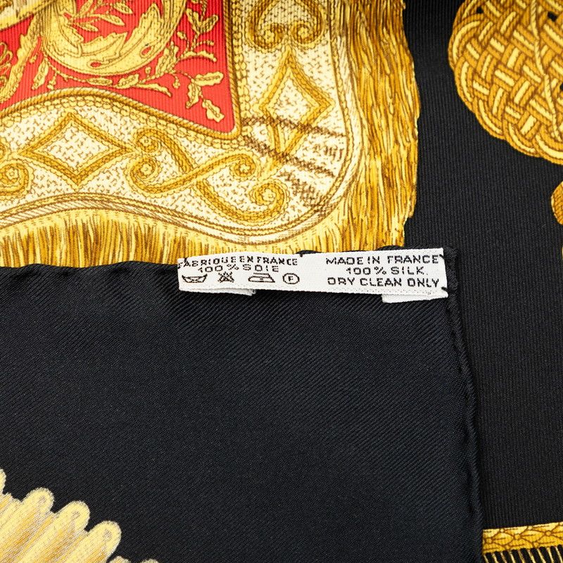 Hermes Carre 90 Poste Et Cavalerie Saber Bag Scarf Black Silk — view 7