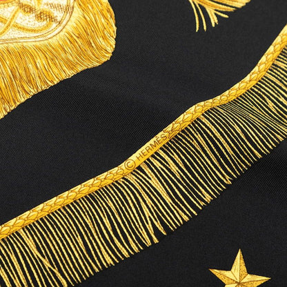 Hermes Carre 90 Poste Et Cavalerie Saber Bag Scarf Black Silk — view 5