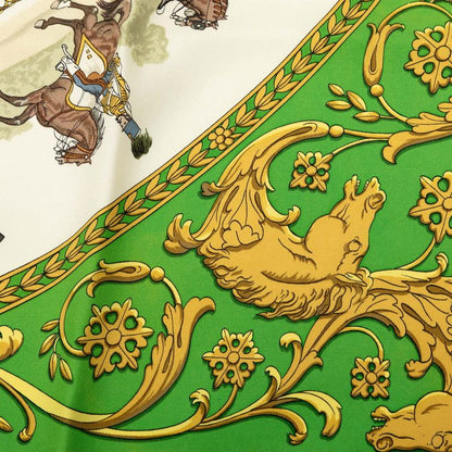 Hermes Carre 90 la Promenade de Longchamps Walkway to Ron Chien Scarf Green — view 4