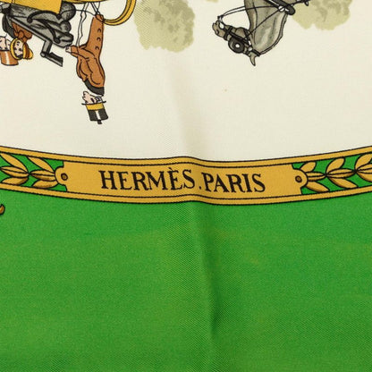 Hermes Carre 90 la Promenade de Longchamps Walkway to Ron Chien Scarf Green — view 8