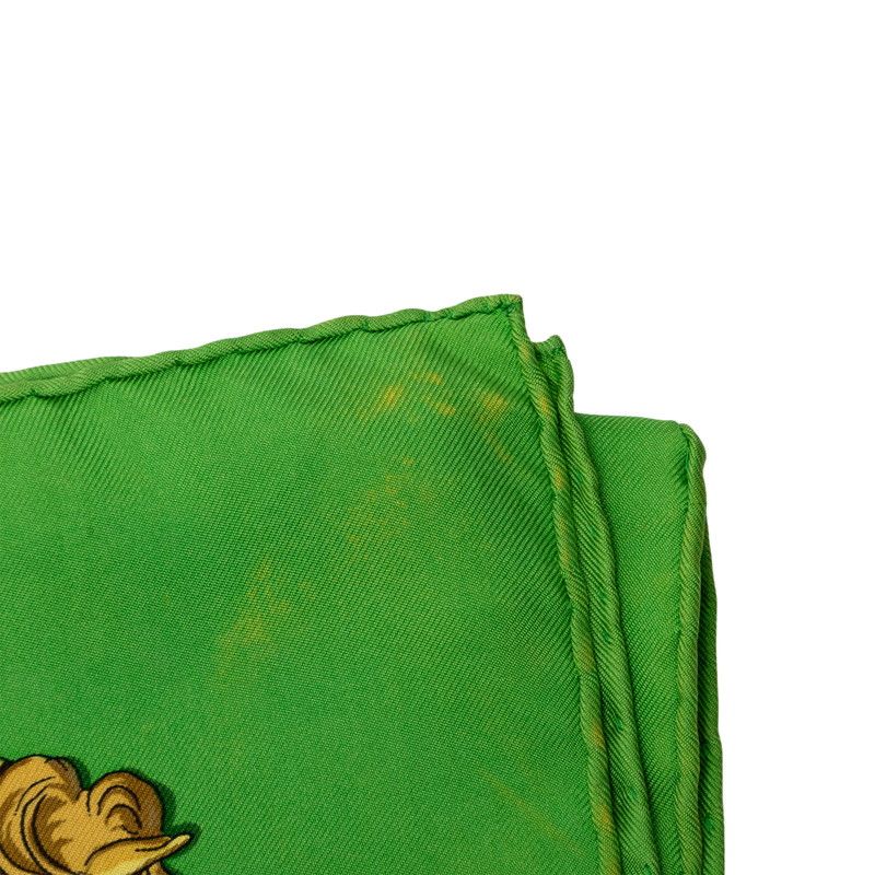 Hermes Carre 90 la Promenade de Longchamps Walkway to Ron Chien Scarf Green — view 7