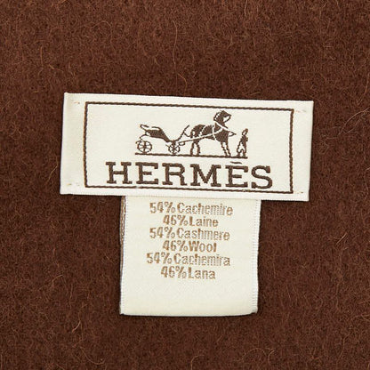 Hermes Logo Scarf Brown Cashmere Wool — view 4