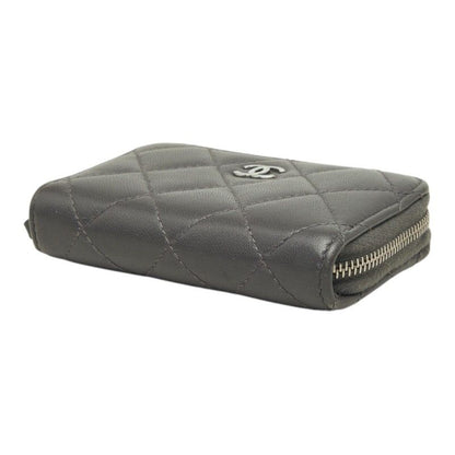 Chanel Quilted CC Logo Coin Purse Gray Lambskin — view 4