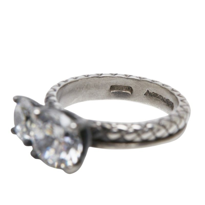 Bottega Veneta Intrecciato Ring Silver Cubic Zirconia — view 5