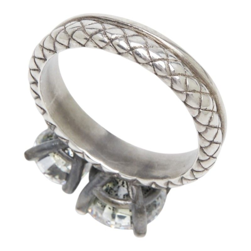 Bottega Veneta Intrecciato Ring Silver Cubic Zirconia — view 4
