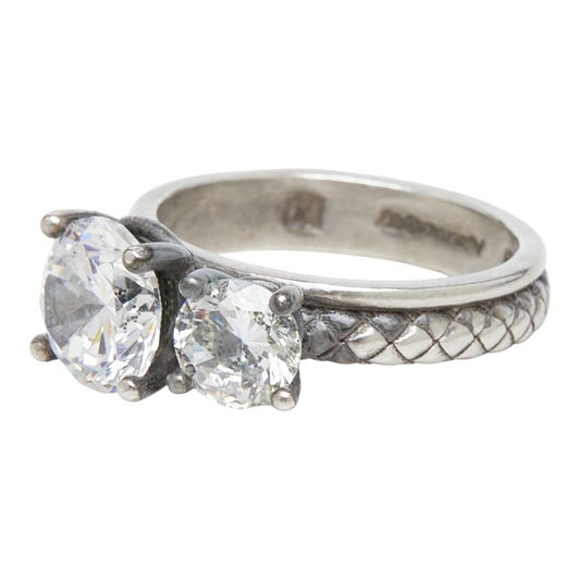 Bottega Veneta Intrecciato Ring Silver Cubic Zirconia