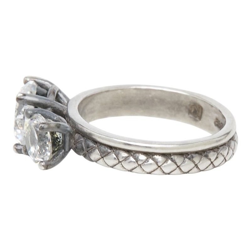 Bottega Veneta Intrecciato Ring Silver Cubic Zirconia — view 2