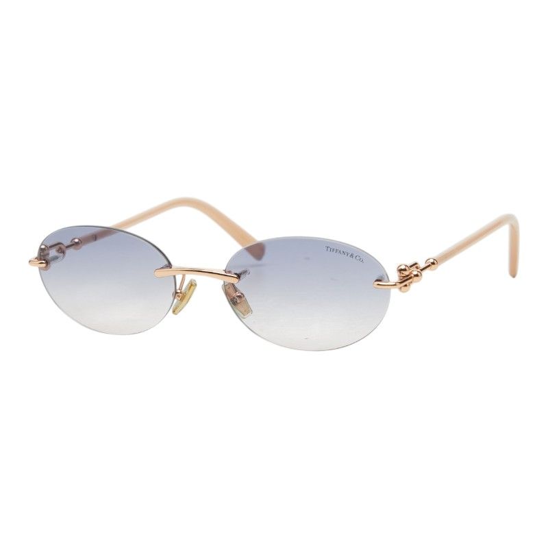 Tiffany & Co Gradient Frameless Rimless Sunglasses 16 Pink Gold Gray Plated
