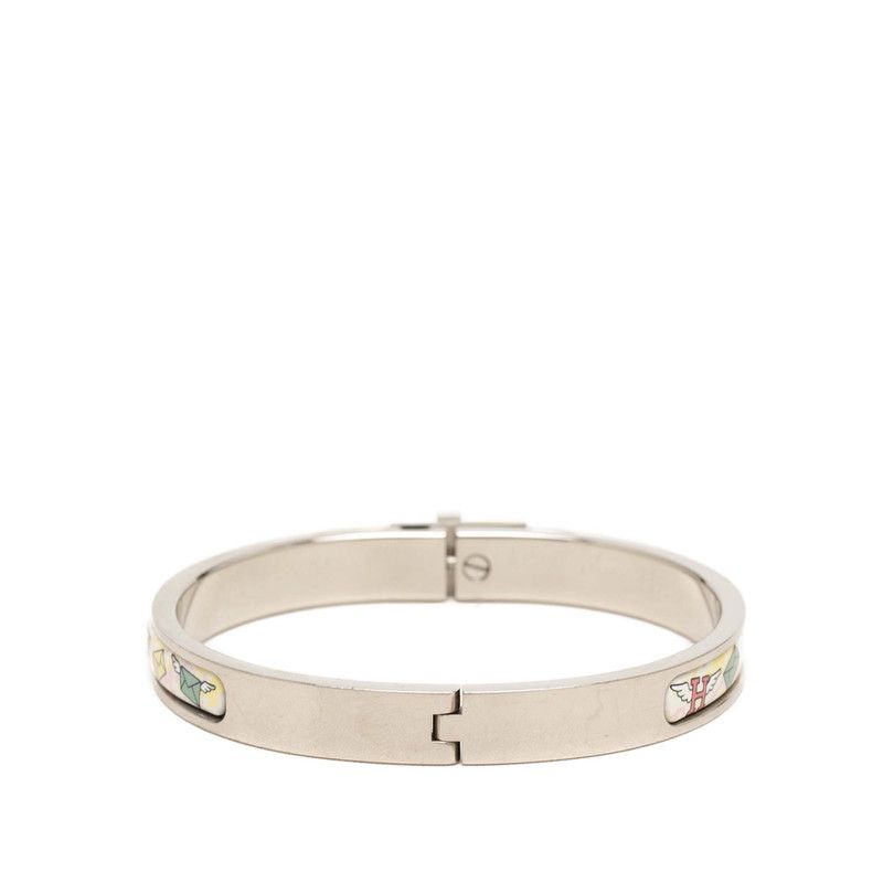 Hermes Mini Click Kelly PM Bracelet Bangle Silver Multicolor Metal Enamel — view 3
