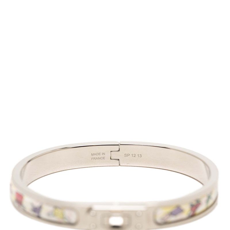 Hermes Mini Click Kelly PM Bracelet Bangle Silver Multicolor Metal Enamel — view 5