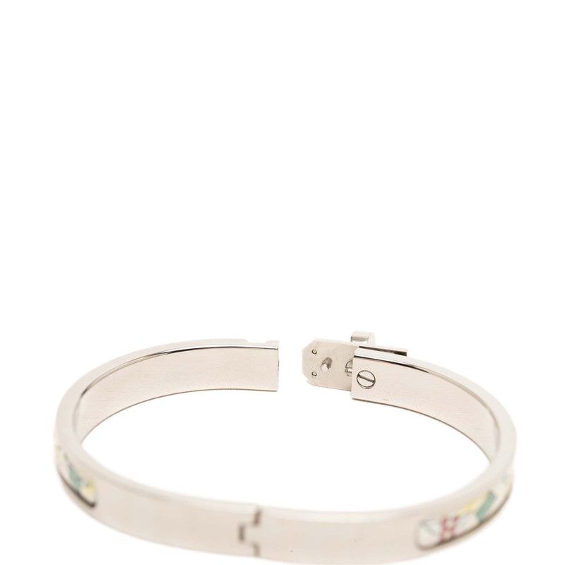 Hermes Mini Click Kelly PM Bracelet Bangle Silver Multicolor Metal Enamel — view 4