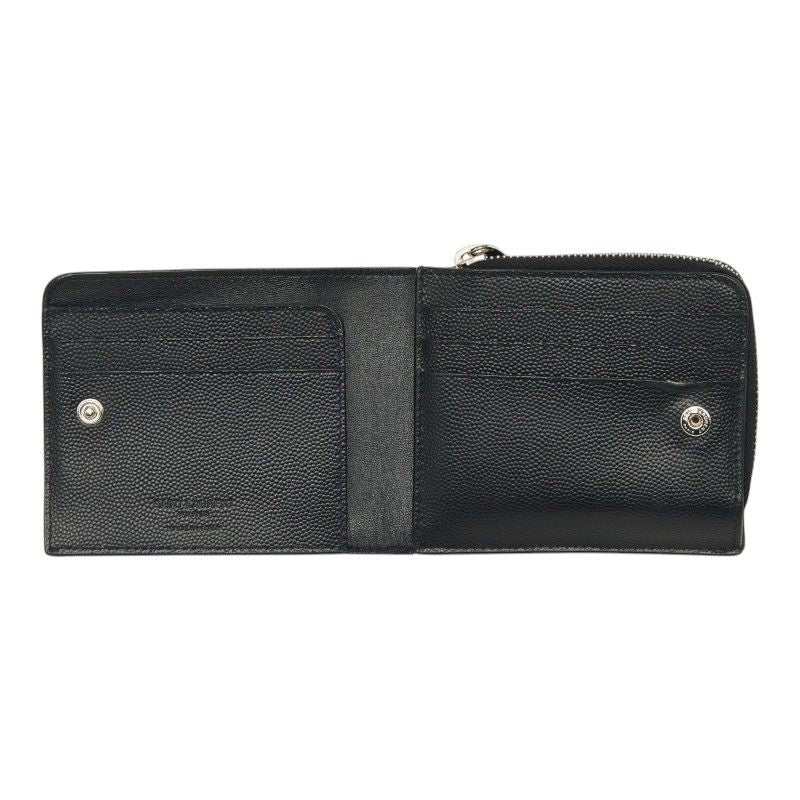 Saint Laurent East West Zip Wallet Bifold Compact Black Leather — view 6