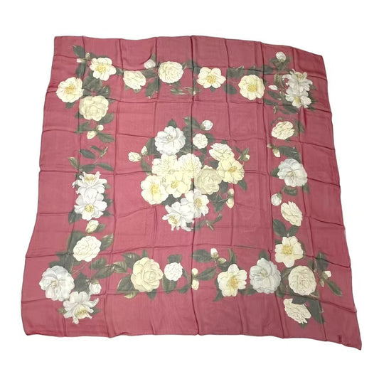 Chanel Scarf Silk Extra Large Camellia Pattern
