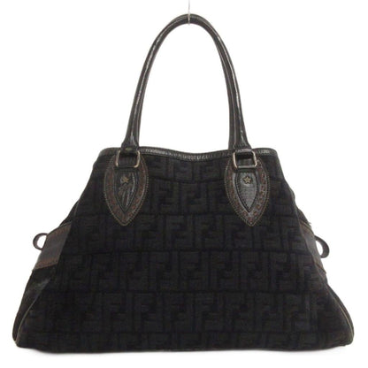 Fendi Etnico Tote Shoulder Bag Zucca Pattern Black