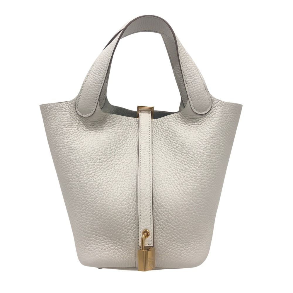 Hermes Handbag Picotin Lock PM 18 PM Taurillon Clemence White