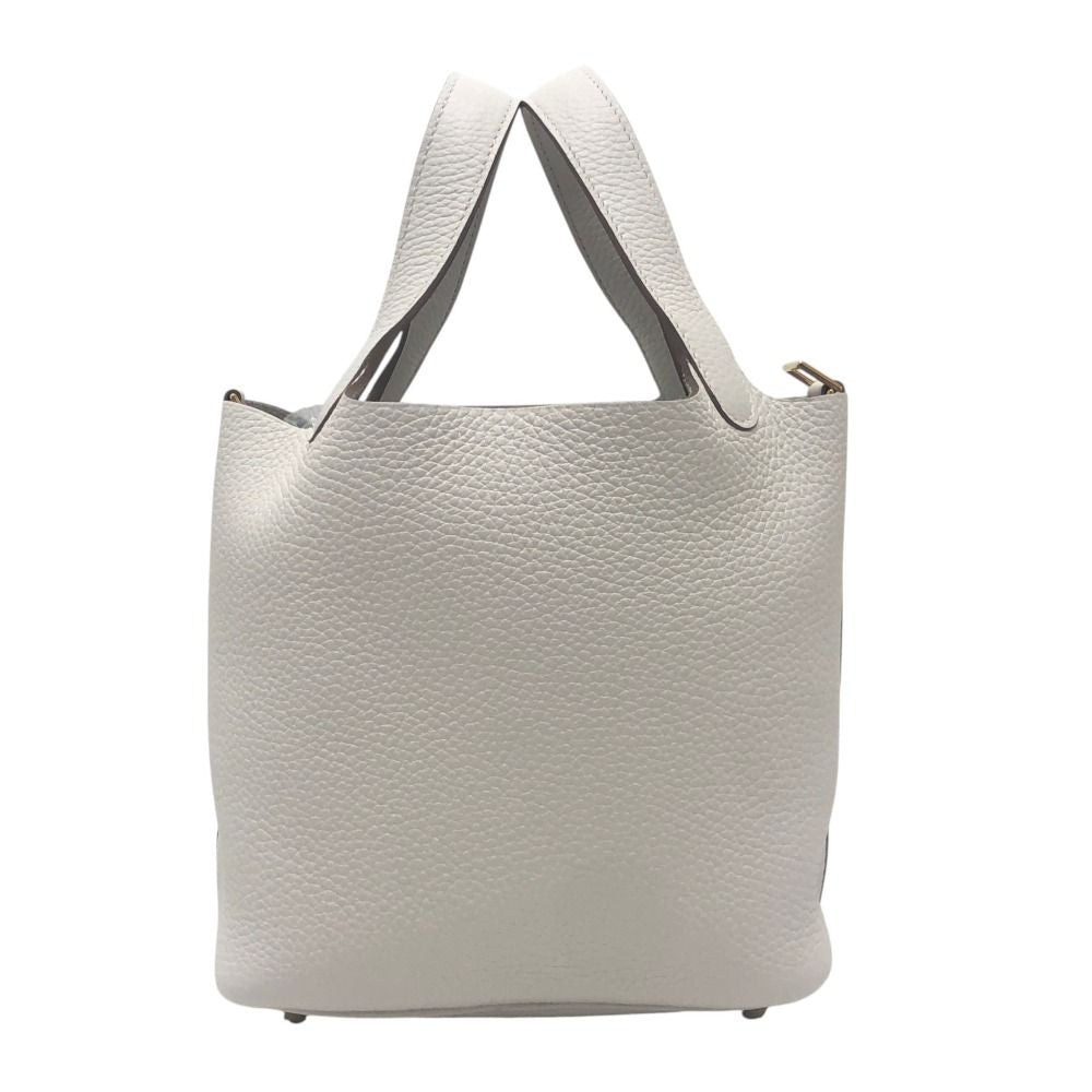 Hermes Handbag Picotin Lock PM 18 PM Taurillon Clemence White — view 5