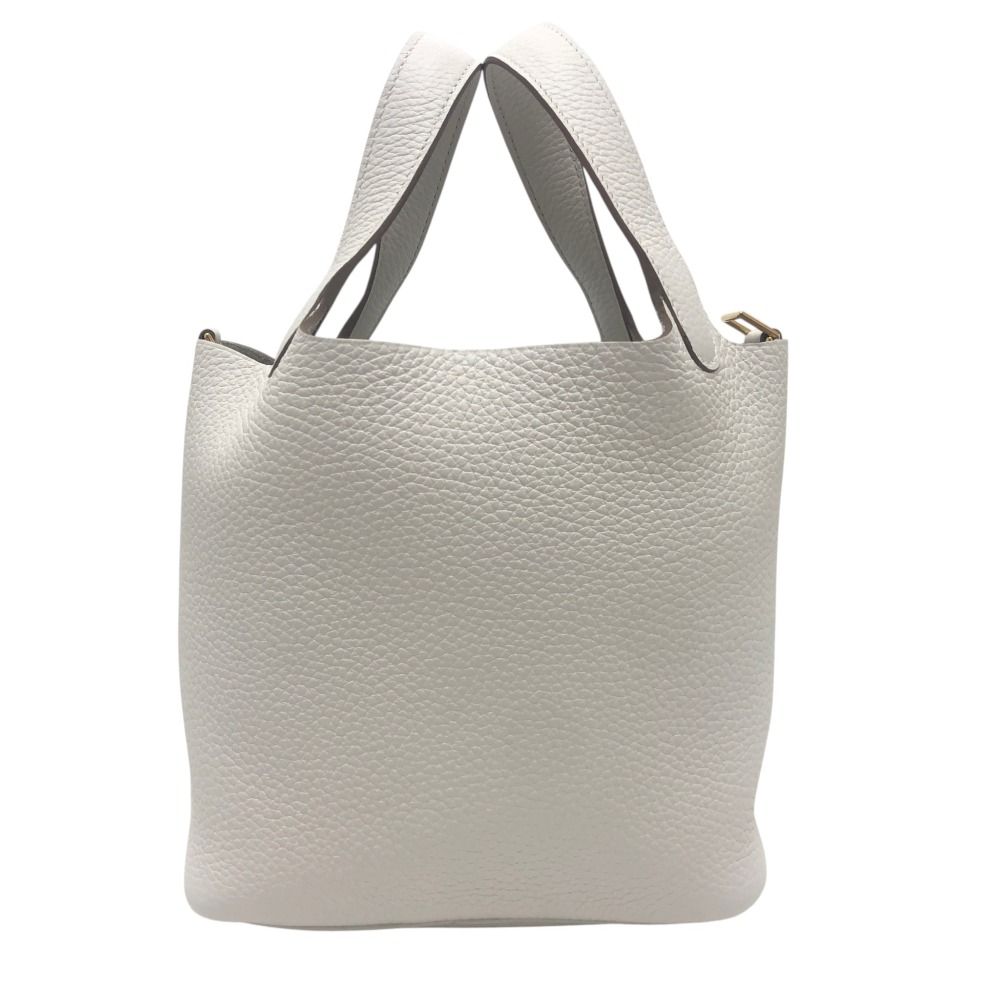 Hermes Handbag Picotin Lock PM 18 PM Taurillon Clemence White — view 3