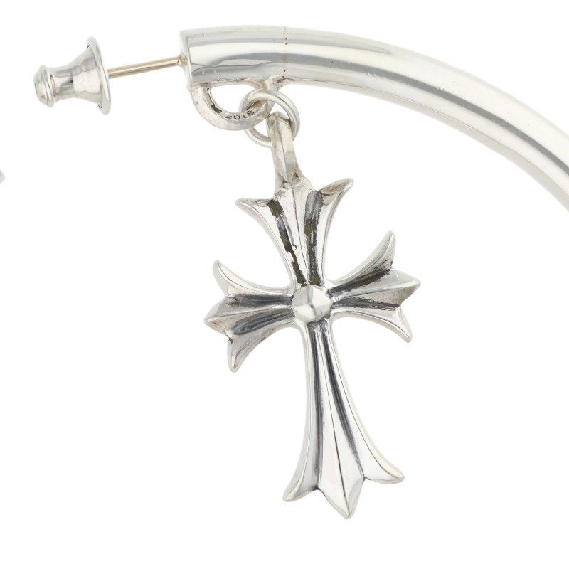 Chrome Hearts Tiny CH Silver Earrings with Cross — view 4