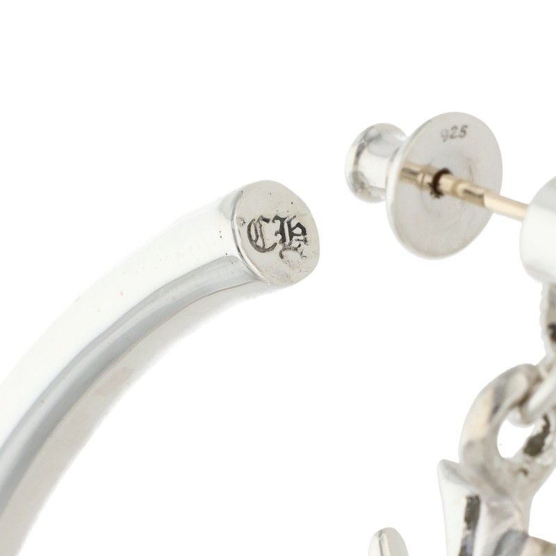 Chrome Hearts Tiny CH Silver Earrings with Cross — view 3
