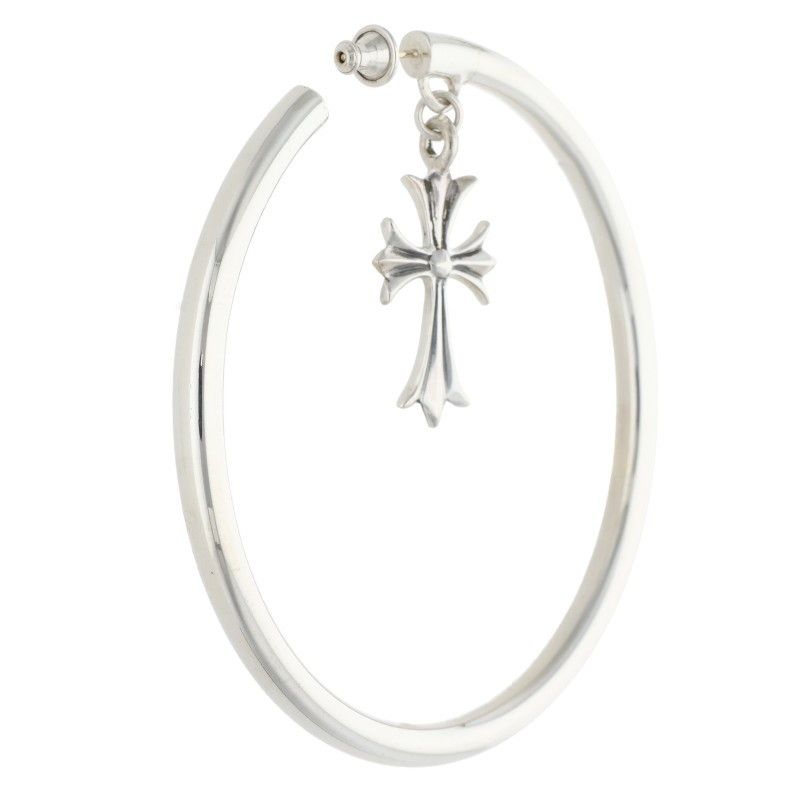 Chrome Hearts Tiny CH Silver Earrings with Cross — view 2