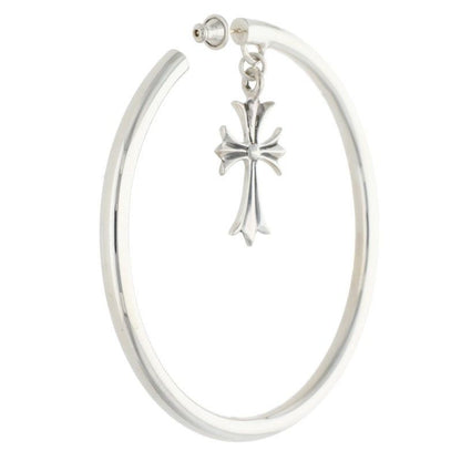 Chrome Hearts Tiny CH Silver Earrings with Cross — view 2