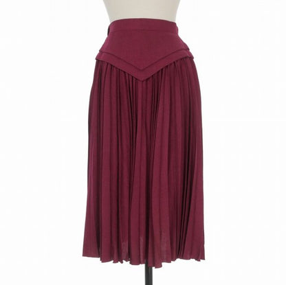 Dior Silk Blend Houndstooth Pleated Skirt Switchable Knee Length Burgundy M — view 2