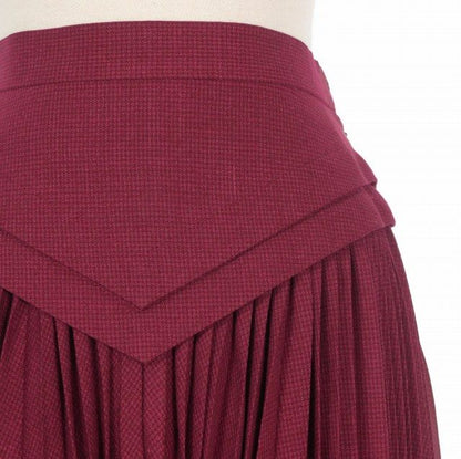 Dior Silk Blend Houndstooth Pleated Skirt Switchable Knee Length Burgundy M — view 3