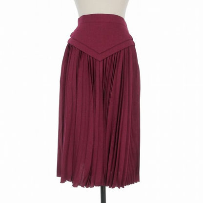 Dior Silk Blend Houndstooth Pleated Skirt Switchable Knee Length Burgundy M