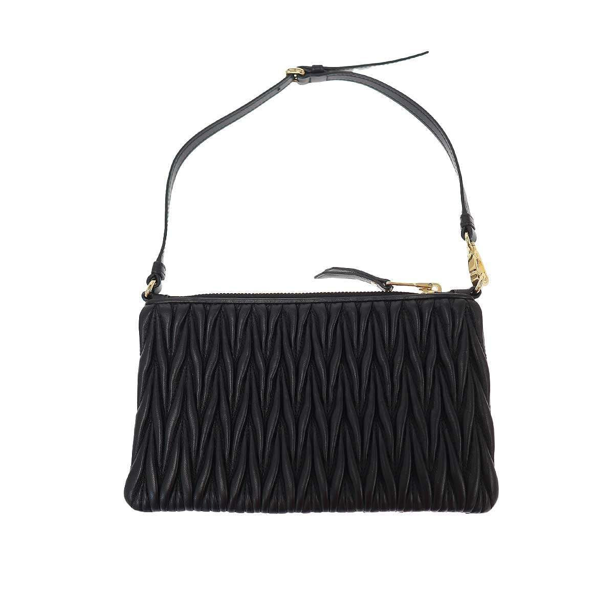 Miu Miu Matelasse Mini Handbag Pouch Black — view 2