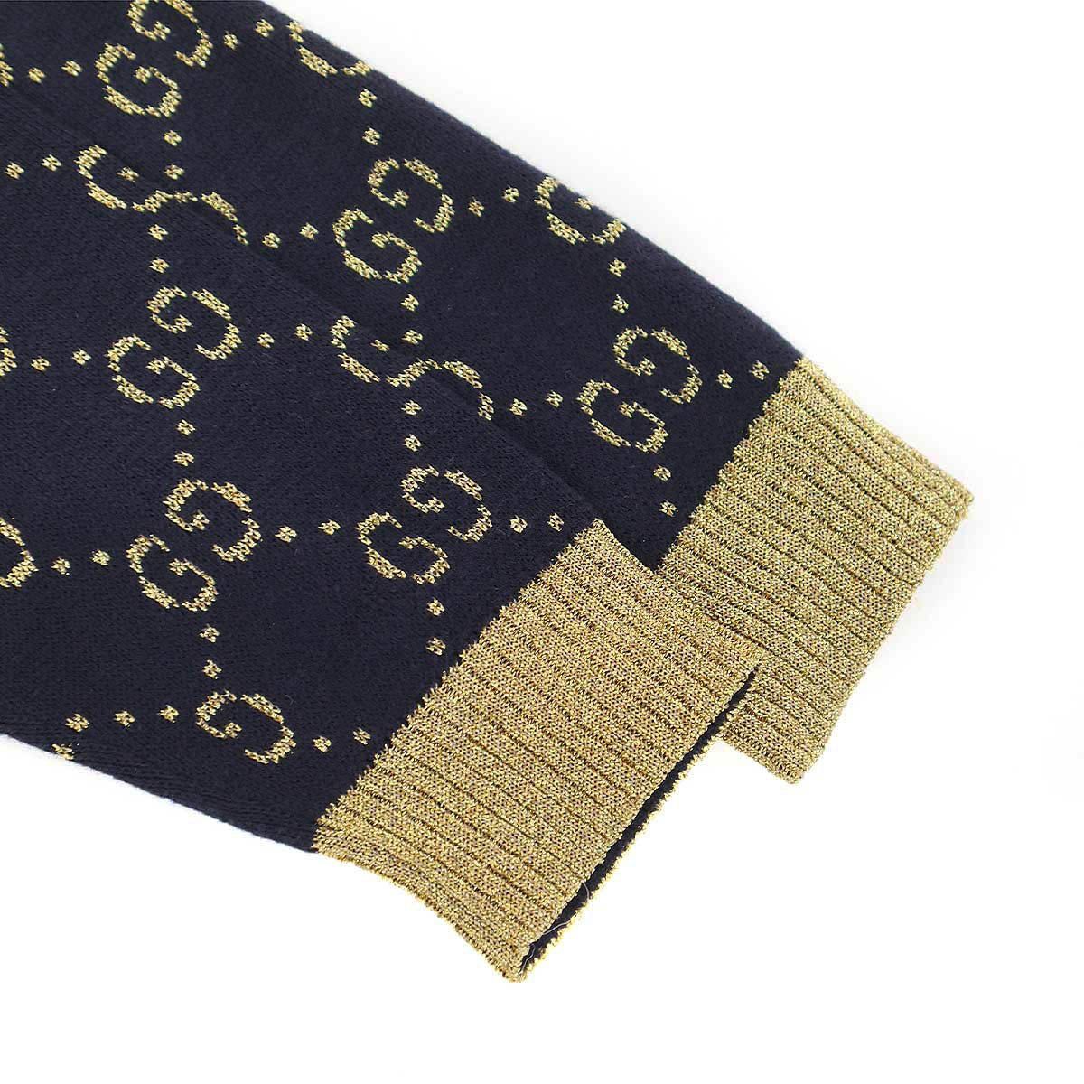 Gucci GG Cotton Lame Fabric Cardigan Navy Gold XS — view 4