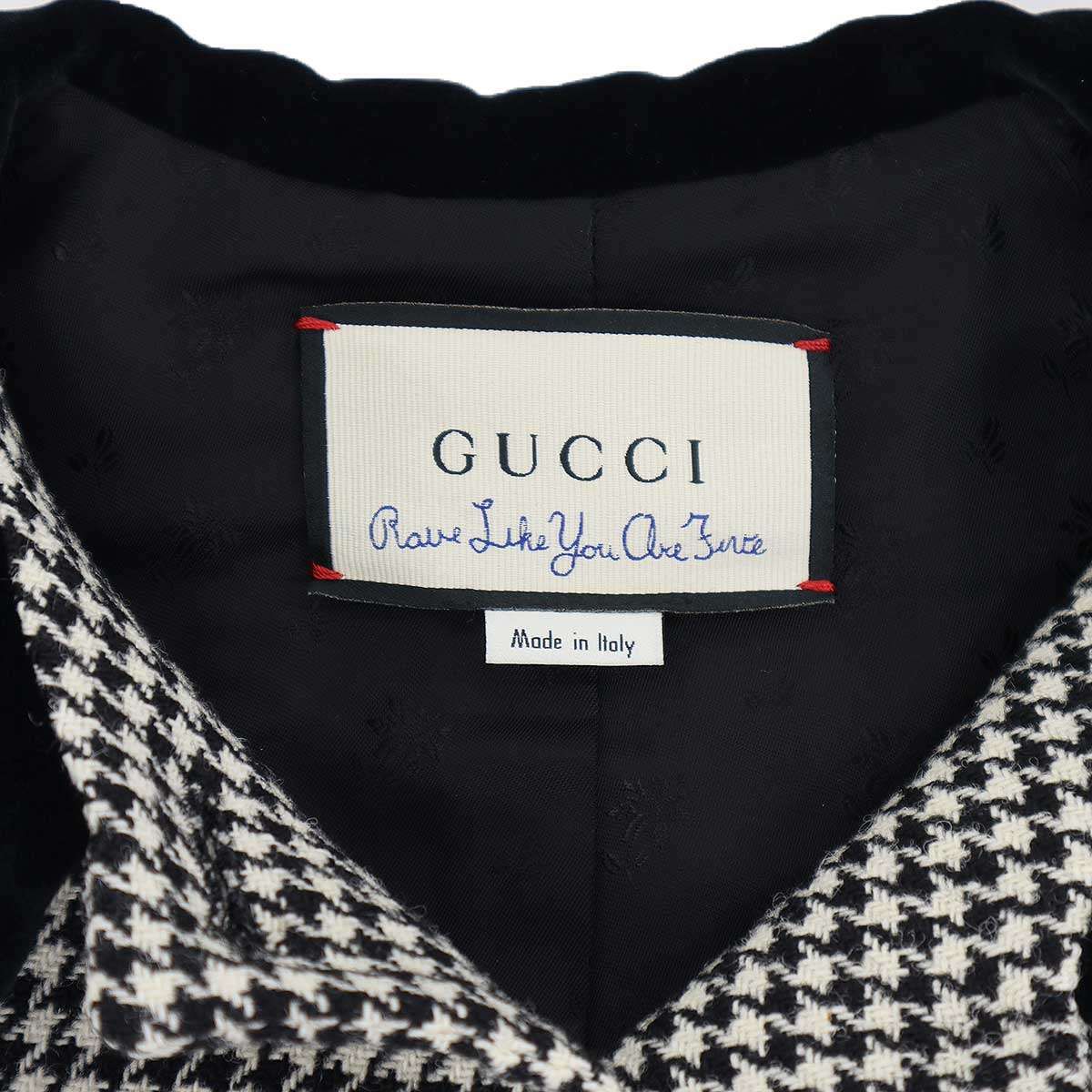Gucci Velvet Color Houndstooth Jacket Black White 36 — view 3