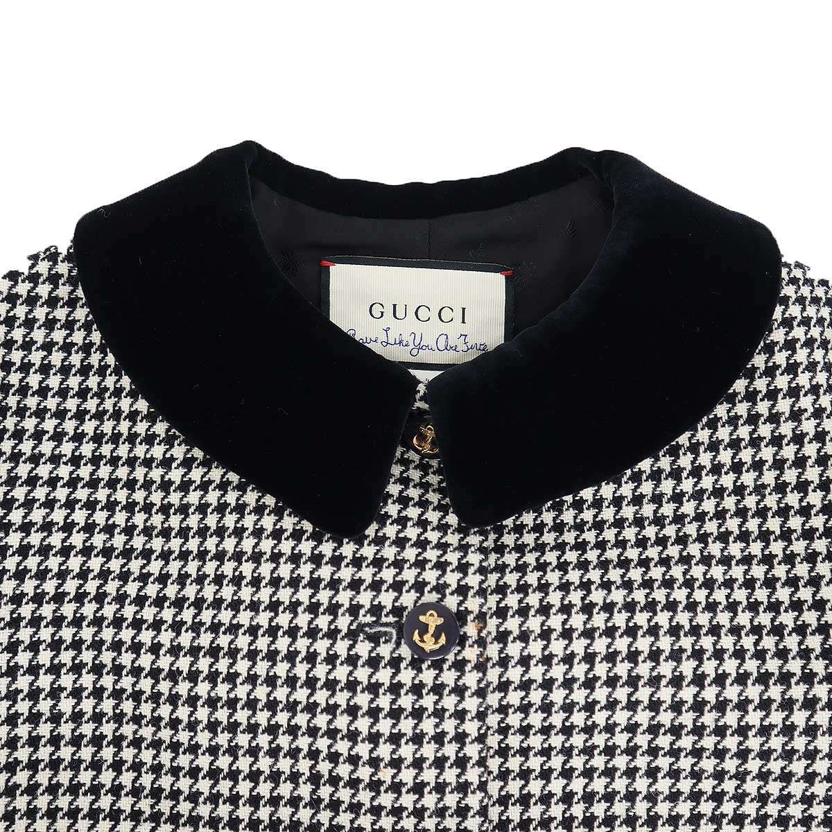 Gucci Velvet Color Houndstooth Jacket Black White 36 — view 4