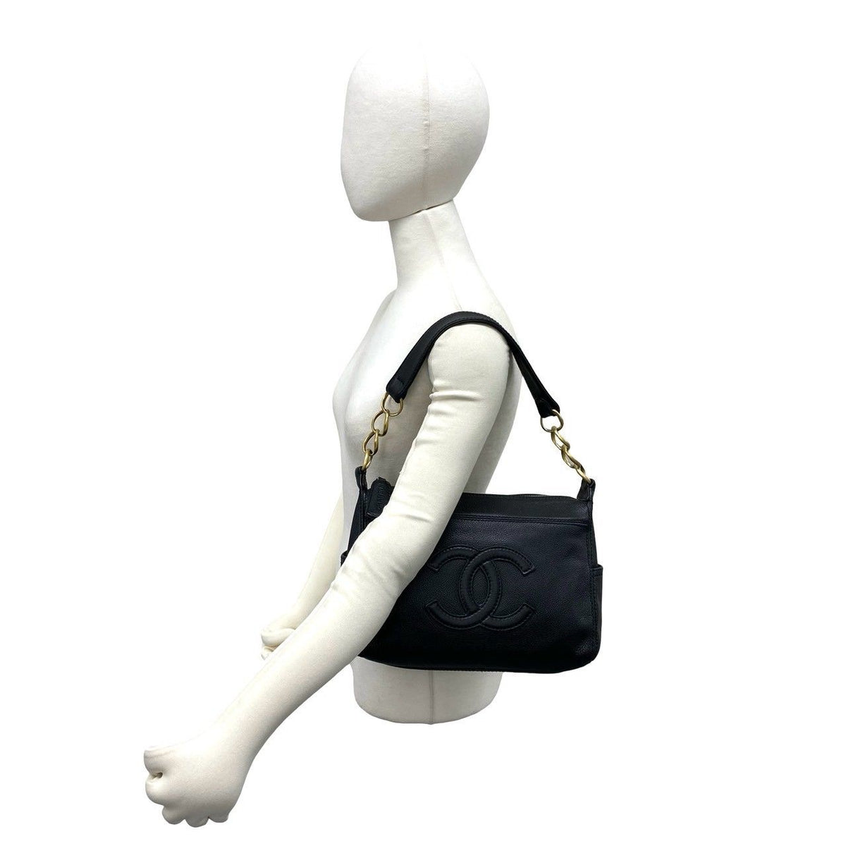 Chanel CC Logo Leather Chain Shoulder Bag Mini Tote Black — view 2
