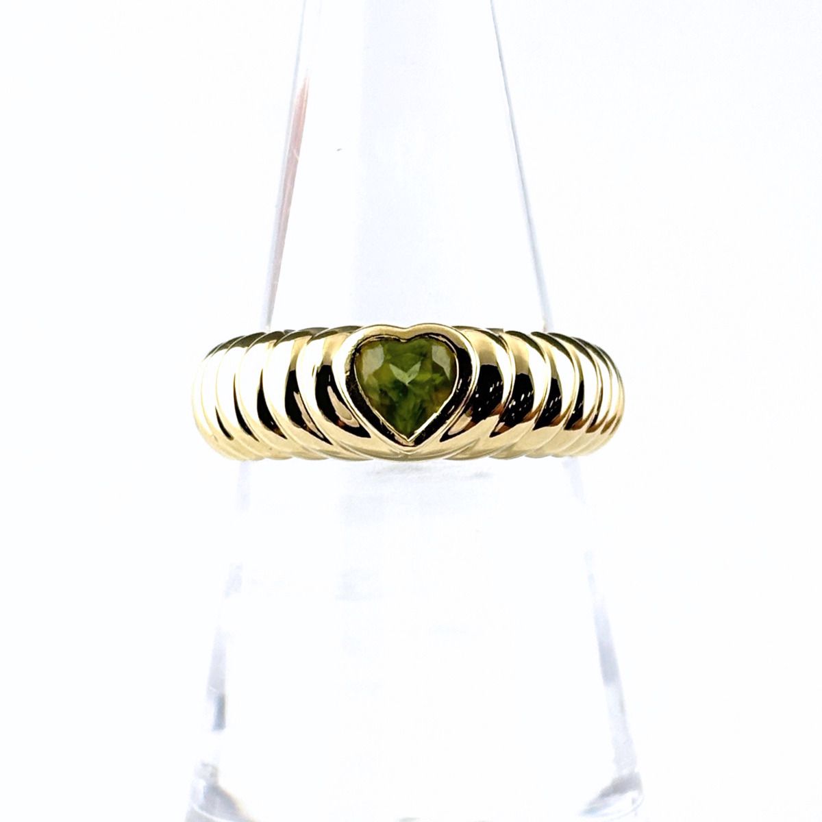Tiffany & Co Ribbed Friendship YG Yellow Gold Ring Peridot