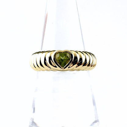 Tiffany & Co Ribbed Friendship YG Yellow Gold Ring Peridot