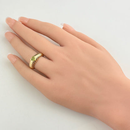 Tiffany & Co Ribbed Friendship YG Yellow Gold Ring Peridot — view 6