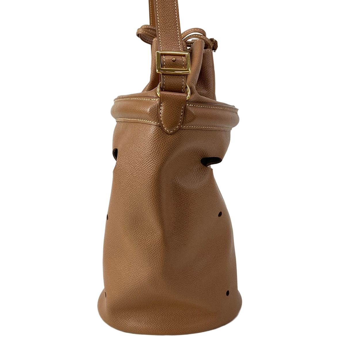 Hermes Shoulder Bag Manjoir Brown Gold Drawstring — view 2