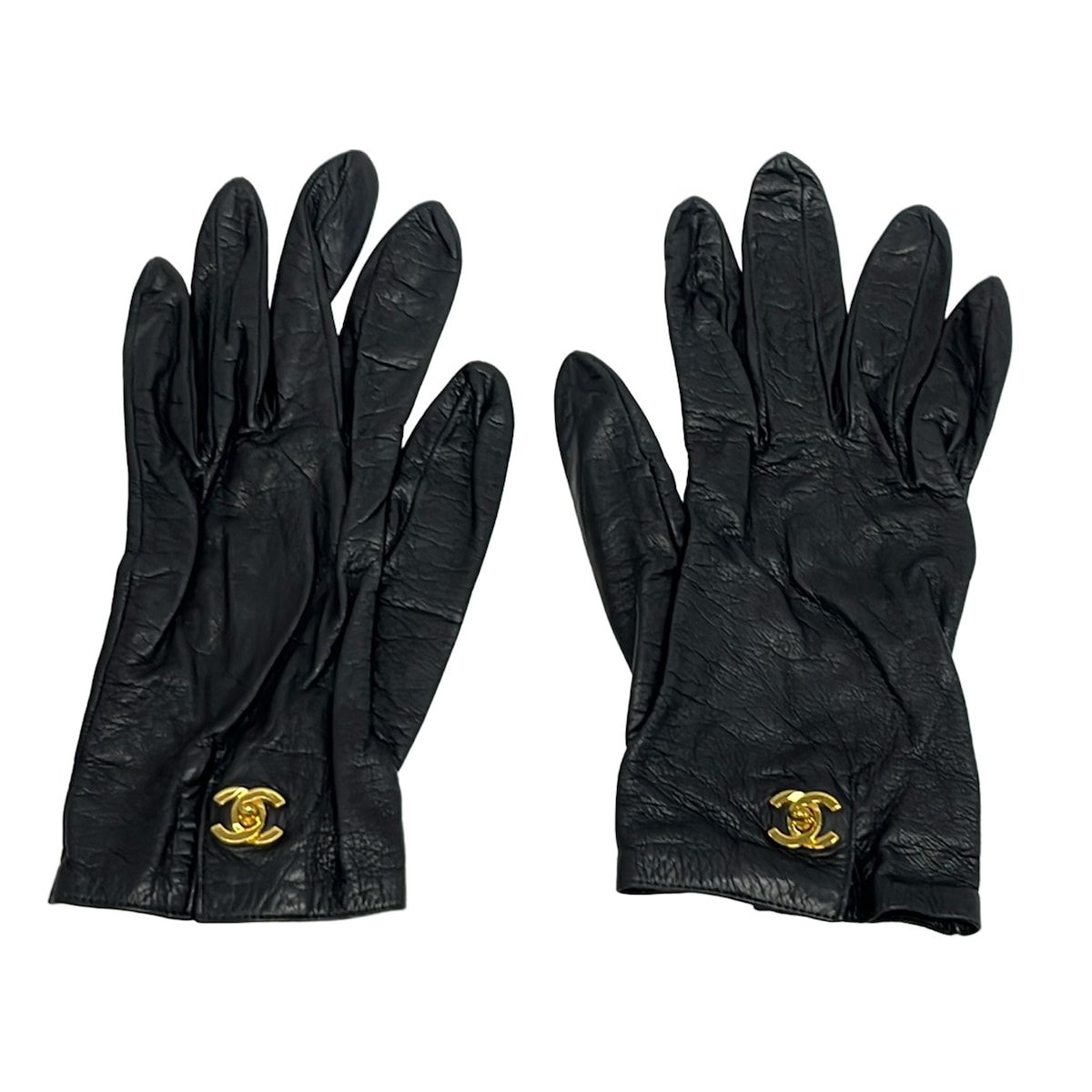 Chanel Gloves Black CC Logo Turnlock Star Mark Leather — view 2