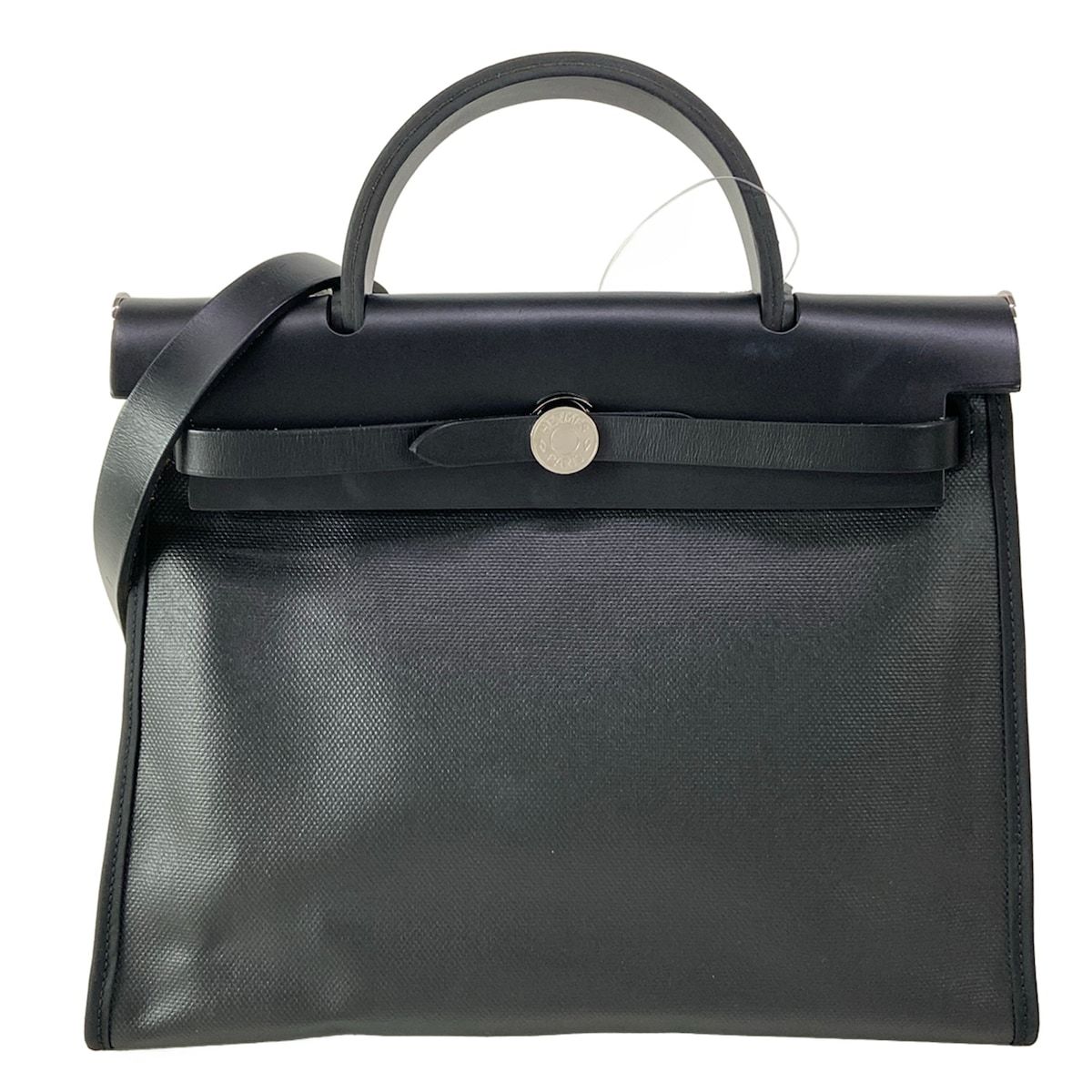 Hermes Handbag Herbag Zip PM Black Silver