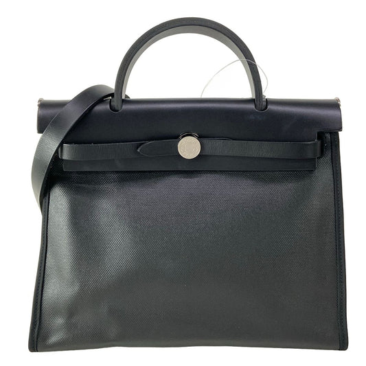 Hermes Handbag Herbag Zip PM Black Silver