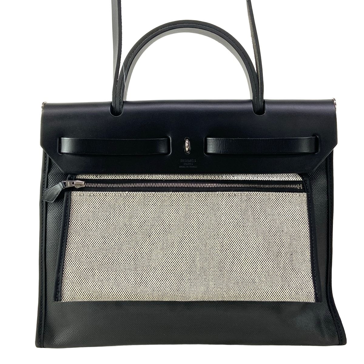 Hermes Handbag Herbag Zip PM Black Silver — view 3