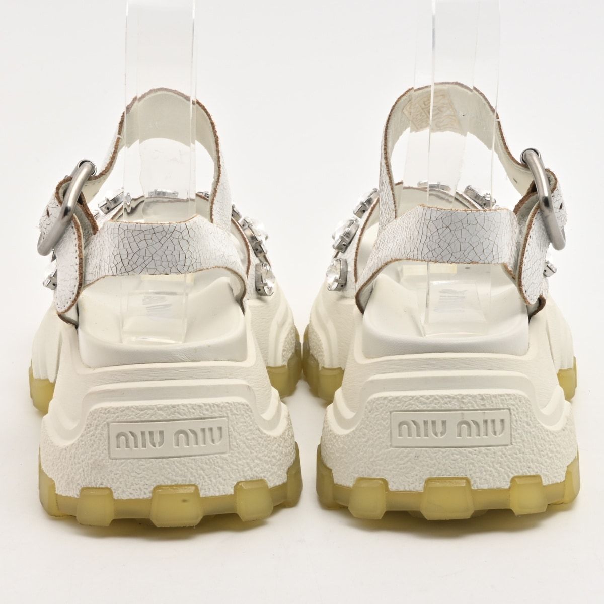 Miu Miu Sandals White Bijou Crack Leather — view 3