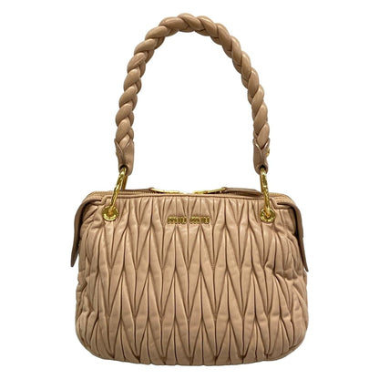 Miu Miu Handbag Matelasse Beige Leather