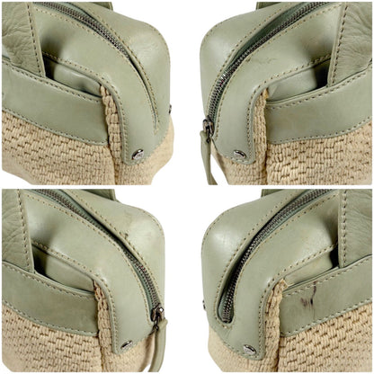 Chanel Raffia Lambskin Logo Mini Boston Bag Beige Green — view 5